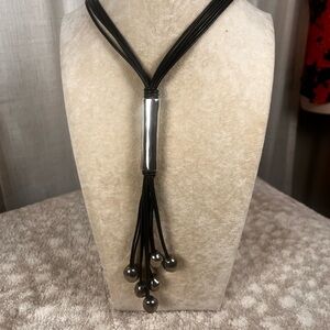Uno de 50 Brown Leather Multi-Strand Lariat Necklace with Silver Accents